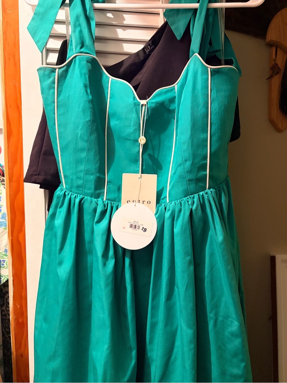 entro Emerald Mini Dress with White Piping